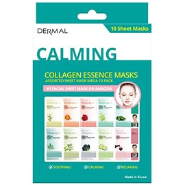 DERMAL - 10 Pcs. Relax - Mascarillas faciales con Esencia de Colágeno - 10 Mascaras Seleccionadas para calmar y relajar tu piel.