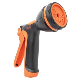 BLACK+DECKER® 7-Pattern Rear Trigger Garden Hose Nozzle – Lightweight, Versatile Sprayer with Easy-Dial Control BXWNBB57390