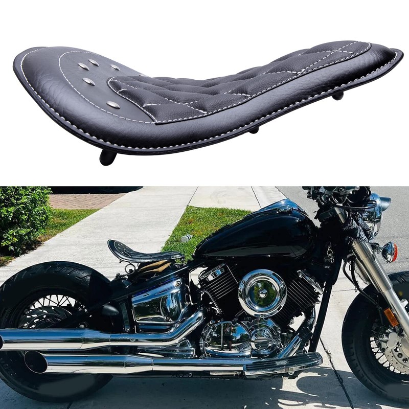 Black Motorcycle Cushion Spring Solo Seat Compatible with Honda Rebel