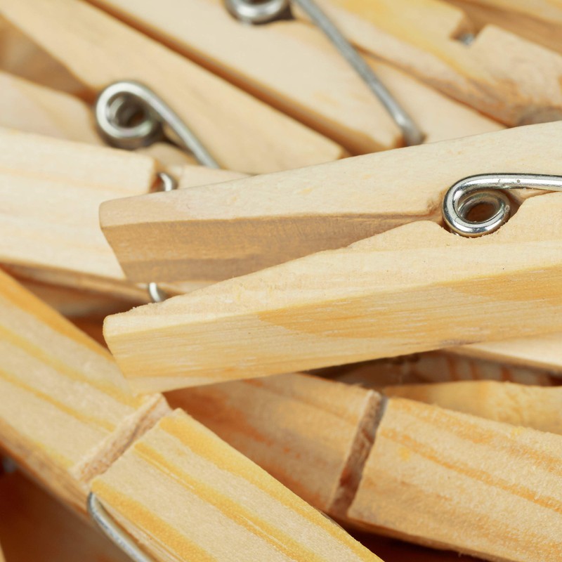 Relaxdays Wooden Clothes Pegs, Set of 100, Large Wooden Clothes