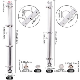 GORGECRAFT Pack of 2 Metal A4 Size 3-Ring 4-Ring Binding Mechanism Replacement Set Steel Loose Leaf Binder D-Rings Leaf Binding Combs Combs for Organisers DIY Planner School Document Organisation