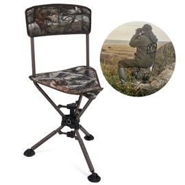 KEMIMOTO Tripod Swivel Hunting Chair, 360 Degree Blind Chairs with Backrest, Folding Camo Seats, Height Adjustable for Hunting Fishing Camping