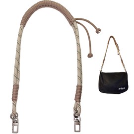 DAOSUN Purse Shoulder Strap Replacement for Bag, Cute Braided Paracord Rope Handbag Straps for Purse Canvas Bag Shoulder Bags Non Adjustable Hand Woven Bag Strap for Women & Men (Khaki)