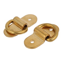 Sourcingmap 4/5" D Ring Brass Surface-Mounted Tie Down Lashing Ring w Screws 2pcs