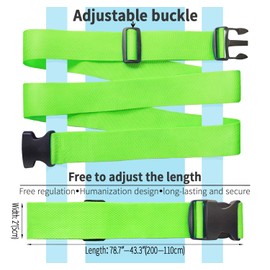 Aouzejum 4 Pack Luggage Straps for Suitcases, Suitcase Starps, TSA Approved for Travel Luggage Belt Strap, Heavy Duty Suitcase Belts Quickly Unbuttons and Fastens (Bright Green)