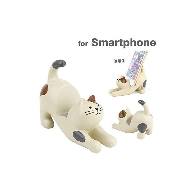 DECOLE: CONCOMBRE Cream Cat with Brown Ear Patch Smartphone Stand