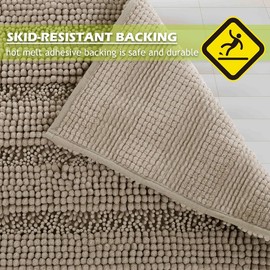 Large Bathroom Rugs - Soft Bath Mat Water Absorbent Non-Slip Quick Drying Thick Shaggy Bathtub Floor Carpet Decor Toilet Kitchen Entryway, 70" x 24", Taupe, 1 Pc