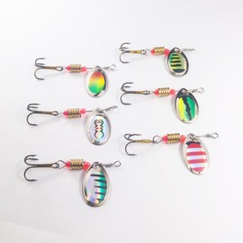 Orurdo Fishing Tackle Spinner 2.6 inches (6 cm), 0.1 oz (2.5 g), Set of 6, For Trout, Bass, Rainbow Trout, Yamame, Brown, Etc., Classic Lure Fishing for Tube Fishing and Mountain Streams, Weight Model