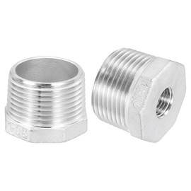 sourcing map 2Pcs 1" Male to 1/4" Female NPT 304 Stainless Steel Reducer Hex Bushing, Reducing Cast Pipe Adapter Fitting for Industrial, Oil/Gas, Water, HVAC, and Plumbing Systems