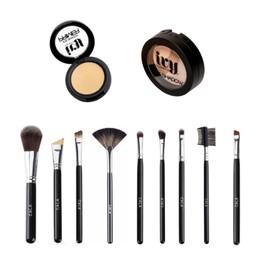 Kit Maquillaje; Primer y Sombra Compacta HD Ivy + 9 Brochas Cala