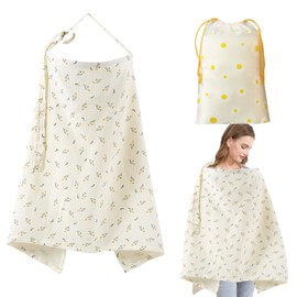 Muslin Nursing Cover for Babies Breastfeeding Cover Cotton Nursing Scarf Breastfeeding Cover Breathable and Lightweight for On the Go Privacy Screen - KAMHBE (Flower)