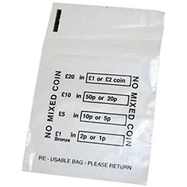 Angel Malone A Pack of Eco Friendly Coin Money Bank Bags Cash Handling Banking - UK Seller (100)