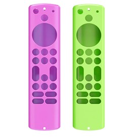 Laroal 2 Pack Remote Cover Case (Glow in the Dark) for Alexa Voice Remote 3rd Gen, Anti-Slip Sleeve with Lanyard Compatible with Fire TV Stick 4K/4K Max Remote – Green and Purple