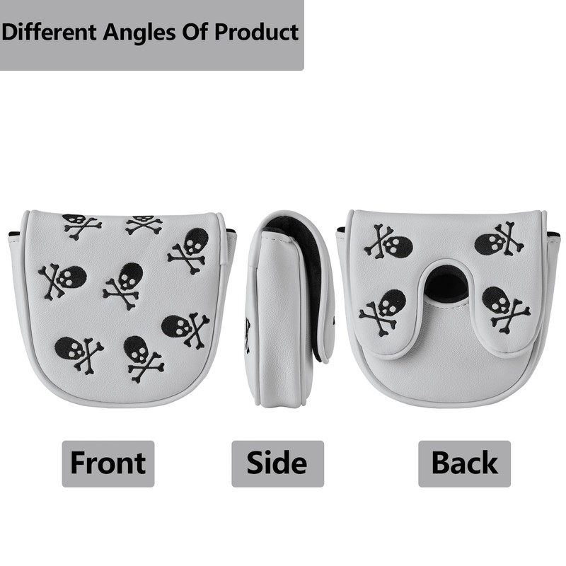 Gbourly Embroidery Skeleton Skull Golf Club Mallet Putter Head Cover
