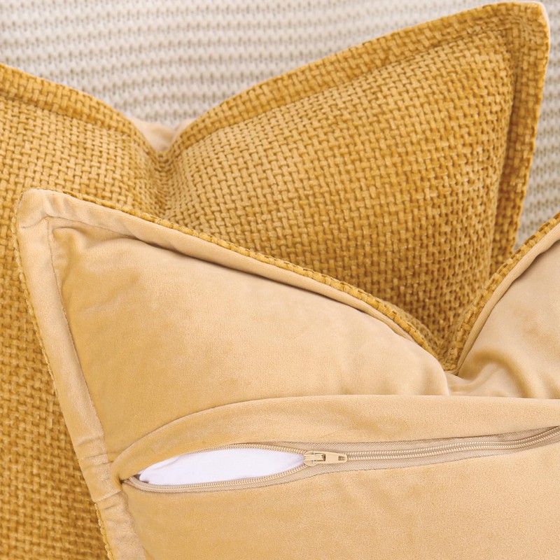 Madizz Patterned Chenille Plush Cushion Cover Set of 2 Soft