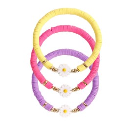 Fuqimanman2020 Boho Daisy Flower Heishi Surfer Bracelets Set for Women Colorful Clay Beaded Stackable Stretch Bracelets Summer Ocean Beach Jewelry Gift-Multicolor C