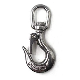 304 Stainless Steel Lifting Hook Heavy Duty Lifting Safety Hook Rotatable WLL 1000 KG (Pack of 2)