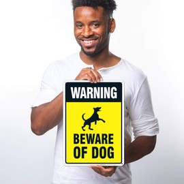 Warning Beware of Dog Sign, Dog Warning Sign, 10x14 Inches, 55 mil Thick HDPS (high Density polystyrene), Made in USA