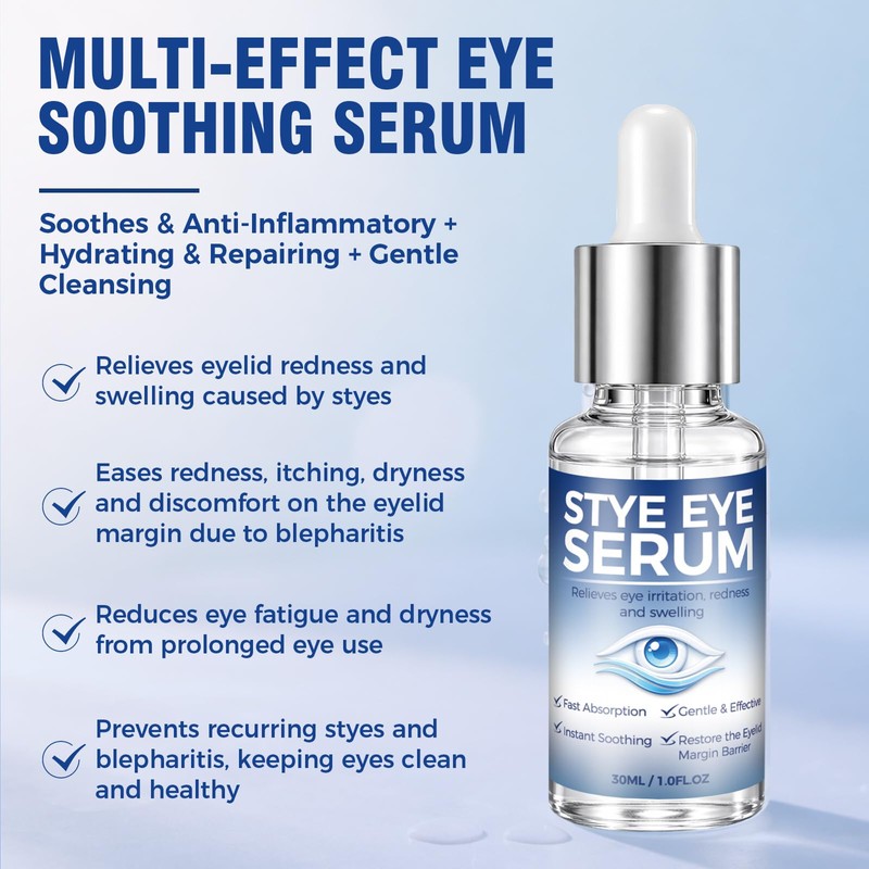 Blepharitis Treatment Serum 30ml, Natural Stye Eye Treatment with Hyaluronic