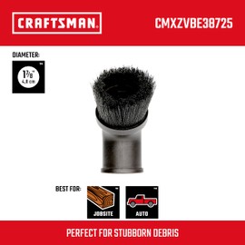 CRAFTSMAN CMXZVBE38725 1-7/8 in. Dusting Brush Wet Dry Vac Attachment, Industrial-Grade Shop Vacuum Accessory for Cleaning Stubborn Debris, Fits 1-7/8 in. Hose Diameter