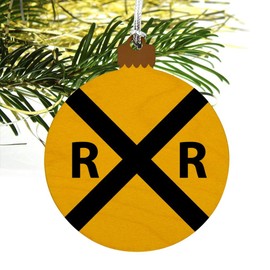 GRAPHICS & MORE Railroad Crossing Traffic Sign Train Wood Christmas Tree Holiday Ornament