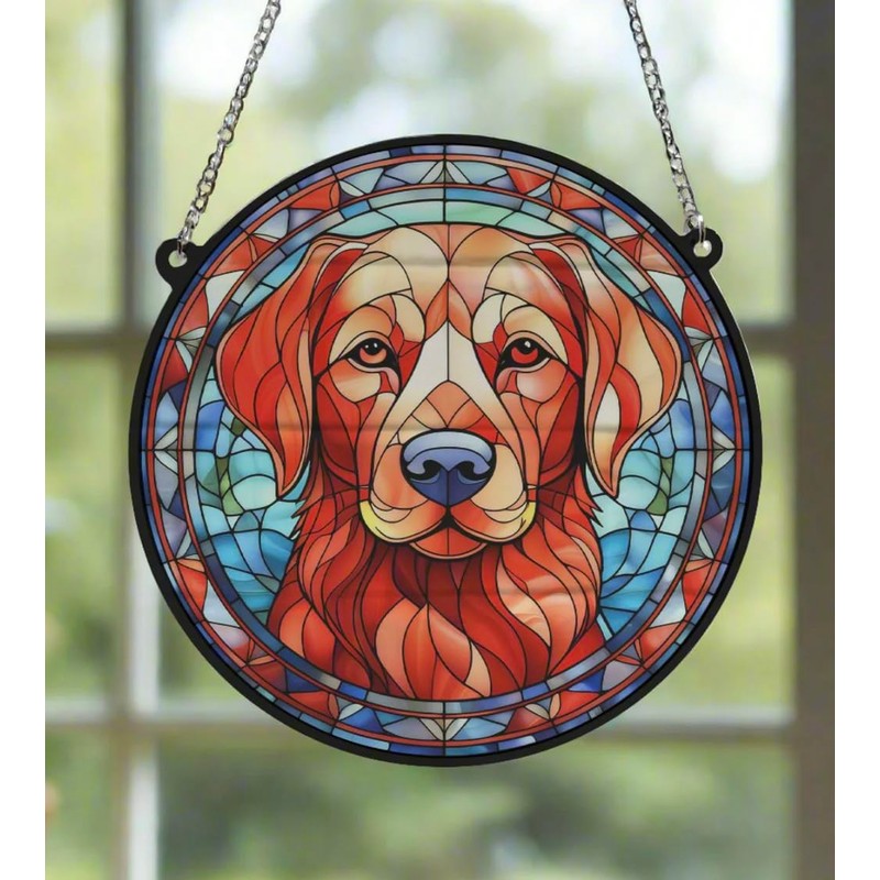 Labrador Fox Red Stained Glass Effect Suncatcher - Garden Gift