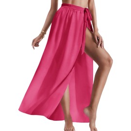 AI'MAGE Sarong Wraps For Women Long Chiffon Swimsuit Coverup Tie Sarong Sheer Floral Bathing Suit Cover Up Skirt Rose XL