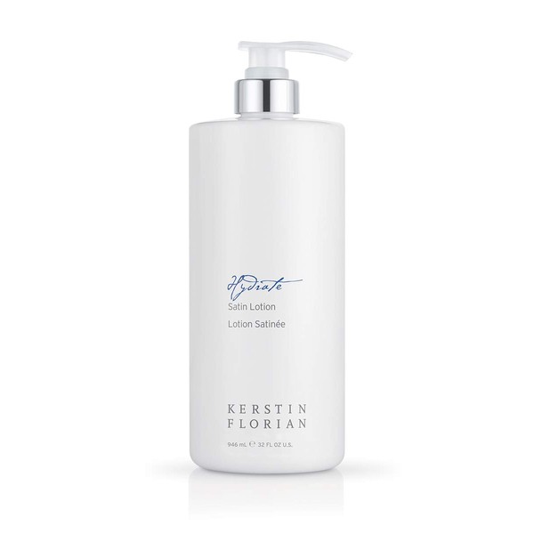 Kerstin Florian Satin Lotion, Body Moisturizer with Aloe and Jojoba, Sooth Dry Skin, Lightweight and Non-Greasy, 946 mL / 32 fl oz.