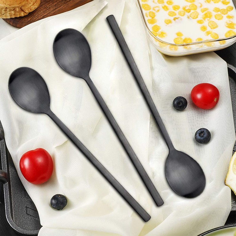 AOOSY 4 Pieces Soup Spoons Stainless Steel Round Tablespoons, 8.5