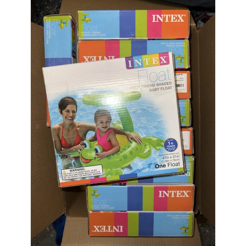 Intex Frog Friend Shaded Baby Pool Float Inflatable NEW 47"x31"