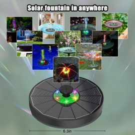 Yzert - Fuente Solar de Flores Verdes, Luces LED Coloridas de Vidrio de 3.5 W, Fuente de baño de pájaros, Bomba con batería de 2200 mAh, Fuente de Agua Solar 2024 para baño de pájaros, jardín,