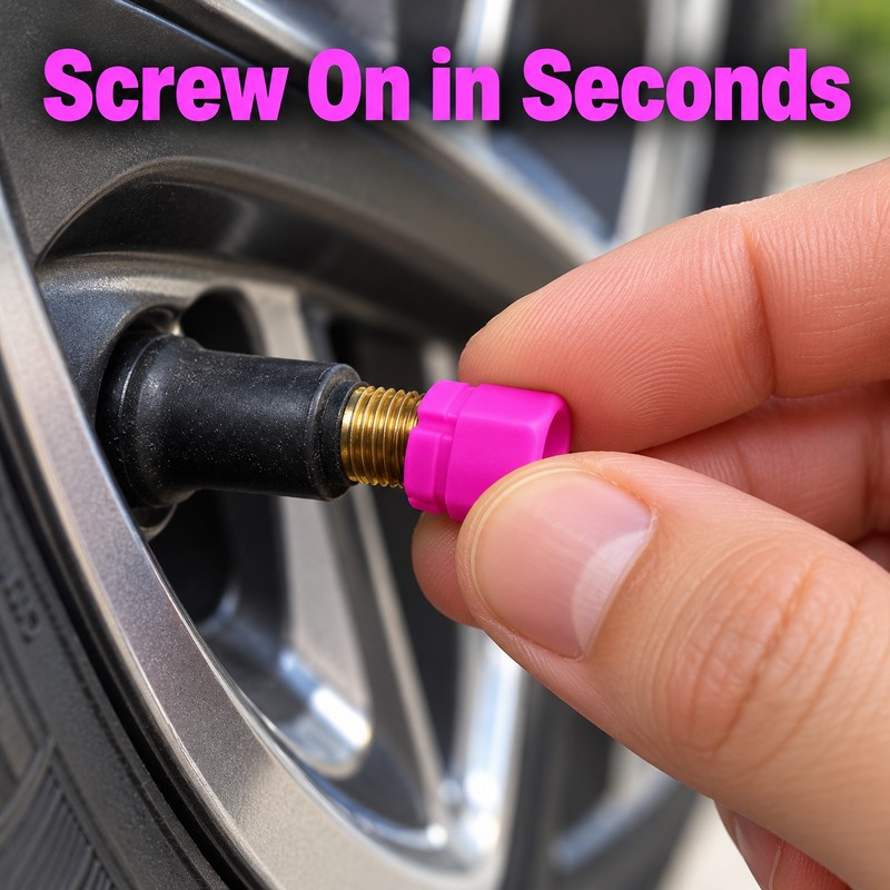 4pcs Luminous Car Tire Valve Caps, Hexagonal Glow-in-the-Dark Tire Valve