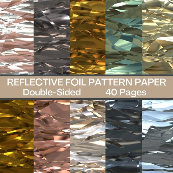 Reflective Foil Scrapbook Paper 40 Pages: Double Sided Pattern Paper