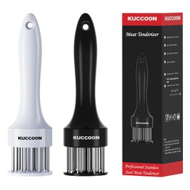 KUCCOON Herramienta ablandadora de carne (paquete de 2) aguja de acero inoxidable ultra afilada, herramienta ablandadora de 24 cuchillas para ablandar carne de res, pollo, filetes, ternera, cerdo