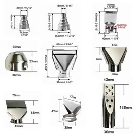 Docache Heißluftpistolen Zubehör-Set, 9 Düsen, 35-40 mm, Reflektordüse Breitstrahldüse Reduzierdüse für Lötstation
