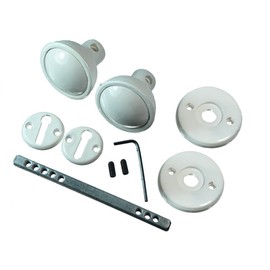 One Stop DIY White Plastic Door Knob Set with Fixings and Spindle