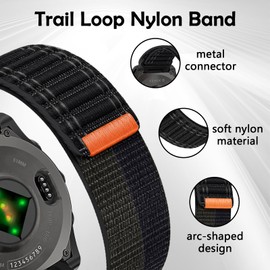 HAYONLIY Nylon Fabric Band Compatible for Garmin Fenix E/Fenix 8 47mm/Fenix 8 51mm/Fenix 7/Fenix 7X/Fenix7 Pro, 22mm 26mm Sport Adjustable Strap for Forerunner 965/Descent MK1/Descent G1/D2 Charlie