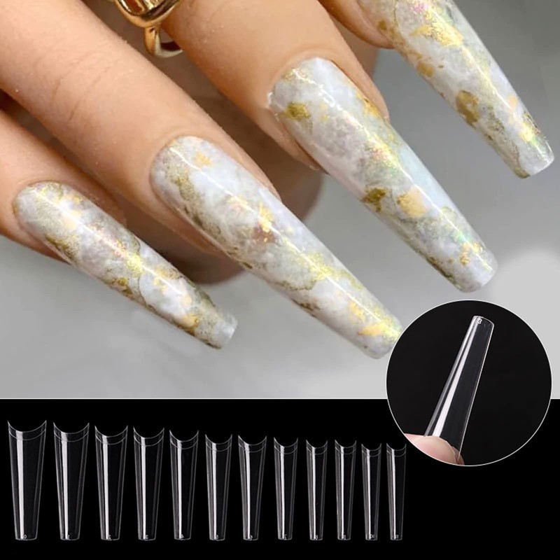 480 Pieces Extra Long XXL False Nails Tips, Extra Long