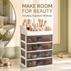 5-Layer Plastic Makeup Organizer with Clear Drawers, White