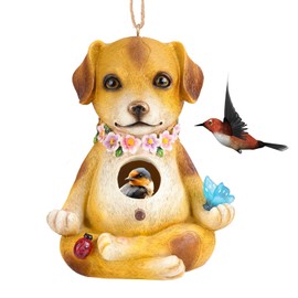 Yinns Resin Bird House, Birdhouse for Outdoors Haing, Funny Dog Shape Bird Houses, Decorative Bird Houses for Outside, Gift for Bird Lover