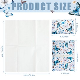 Geyee 50 Packs Tissue Travel Size Facial Paper Napkins Travel Packs Disposable Pocket Tissues for Wedding Guest Traveling School Purse Home Supplies, 500 Sheets 3 Ply(Vintage Butterfly)