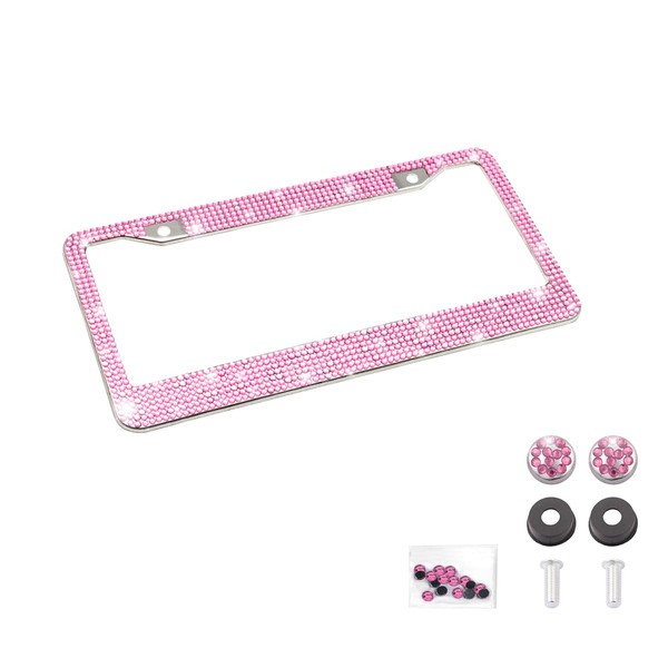 Osilly Bling Car License Plate Frame, 2 Hole Stainless Steel