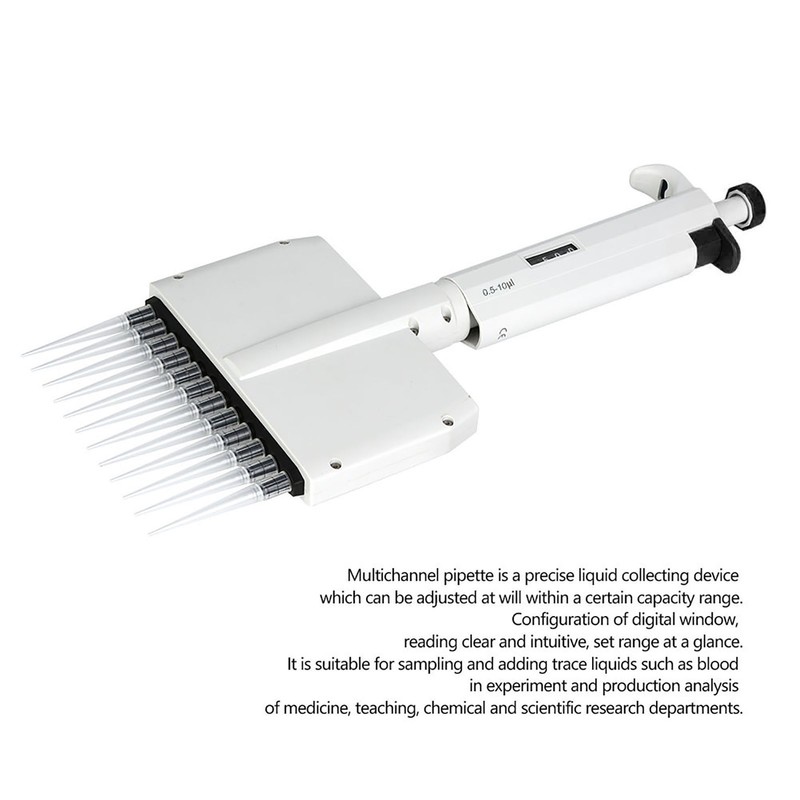 12 Channel 0.5-10μl Manual Adjustable Pipette Micro Transfer Pipette Pipet