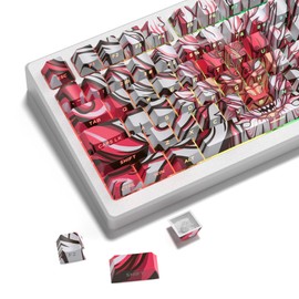 dagaladoo Double Shot PBT keycaps Shine Through keycaps 130 Keys Side Printed Custom Key caps Keyboard Cherry Profile dye-sub Key caps for MX Switches Mechanical Keyboard(Pink Dragon)