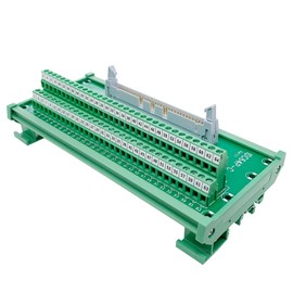 Jienk IDC64 2x32 64Pins 0.1" FRC Connector Male Header DIN Rail Mounting Terminal Block Breakout Board for PLC MCU Flat Ribbon Cable
