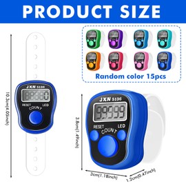 15 Stück Fingerzähler Mini: LED Digitaler Fingerzähler mit Nachtlichtfunktion, Mechanischer Handzähler Mini Finger Counter mit LCD-Anzeige für Golf, Reihenzähler Sport, Sporttreffen(Zufällige Farbe)