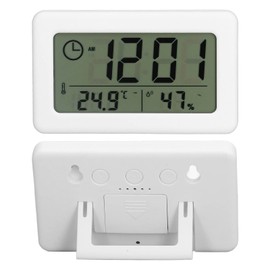 Qcwwy Digitaler Wecker, Digitalanzeige Temperatur-Befeuchtungs-Überwachungsuhr Weiße Farbe Einfaches Design Mini-Special-Panel-Design Elektronische Uhr für Den Hausgebrauch