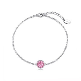 Philip Jones October (Tourmaline) Birthstone Anklet Created with Zircondia® Crystals