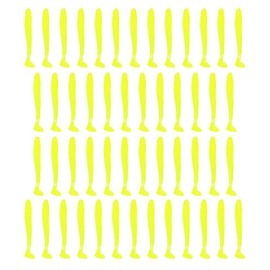 50 Pieces Yellow Soft Plastic Ttail Grub Worm Bait Fishing Accessories Great for Fishing Bass Trout Salmon