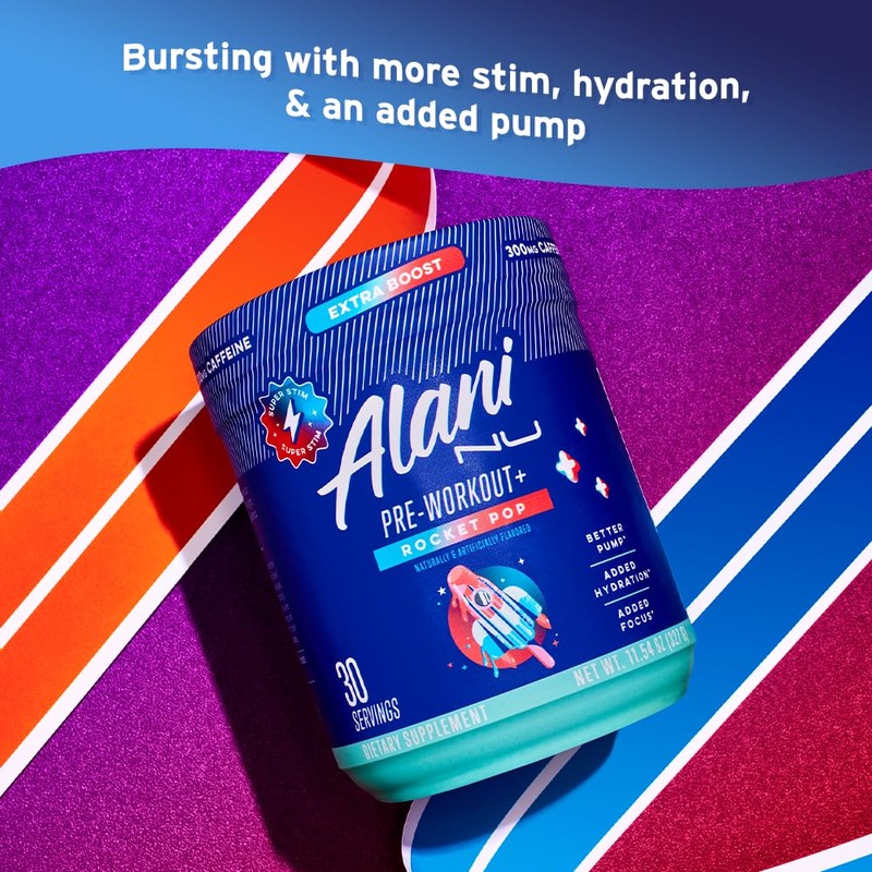 Alani Nu Pre Workout+ Powder Rocket POP, Extra Boost, Sugar